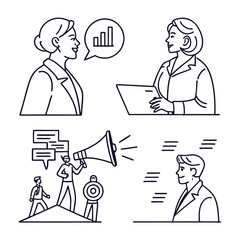 Creative business solutions related icon set. Innovation team management. Editable stroke