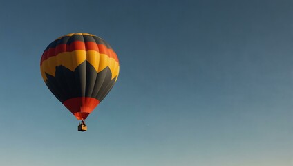 Obraz premium Hot air balloon soaring in a clear sky.