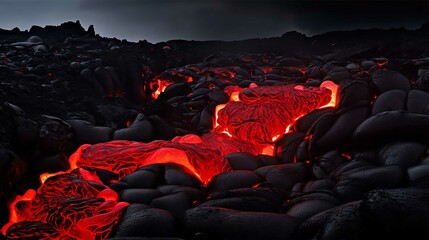 Fototapeta premium Abstract Warm Flames Burning Bright in a Charcoal Grill with Glowing Embers