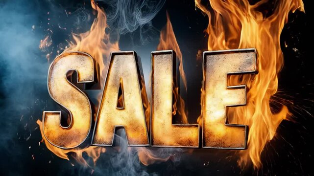 Exciting discount event featuring bold fiery promotion and eye-catching display for shoppers
