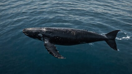Fototapeta premium Humpback whale swimming in the ocean.