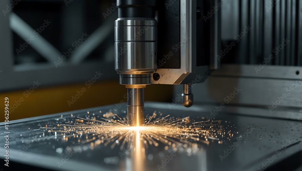 Poster hyper-realistic cnc milling machine in operation.