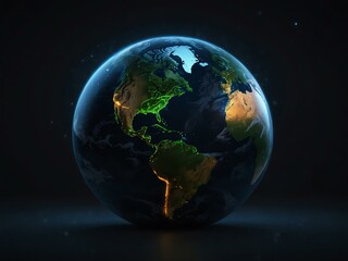 Fototapeta premium Hyper-realistic Earth sphere glowing with hidden energy beneath.