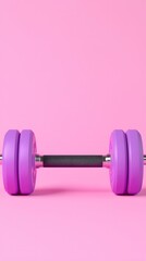 Purple polygonal dumbbell against a simple purple gradient background, showcasing a modern, geometric design that represents fitness and strength in a minimalist style
