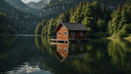 Fototapeta premium Idyllic Bavarian boathouse by a lake.