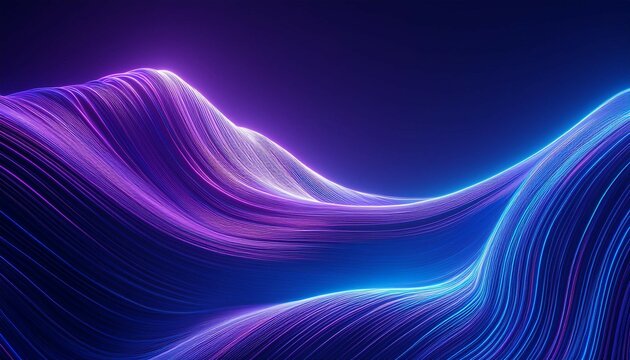 3d render abstract background illuminated with violet blue neon light glowing wavy lines curvy shapes futuristic minimal wallpaper