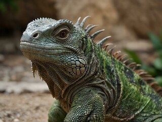 Fototapeta premium Iguana at the zoo, close-up view.