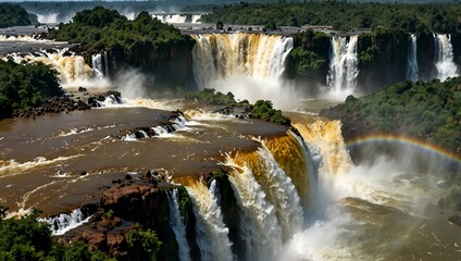 Obraz premium Iguazu Falls on the border of Brazil and Argentina