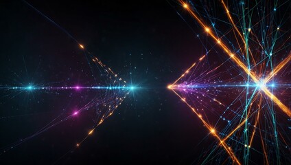 Illuminated LED technology with neon flares and quantum networks.