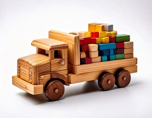 Holzlastwagen mit bunten Kl&ouml;tzen &ndash; Spielzeug f&uuml;r kleine Entdecker