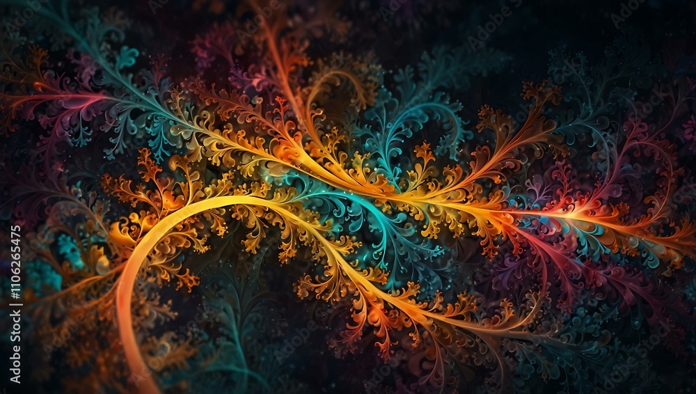 Poster imaginative fractal abstract background design.
