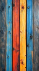 Fototapeta premium Colorful wooden background with vibrant wood planks