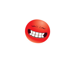 Vector illustration of red smiley face with angry and laughing emotions