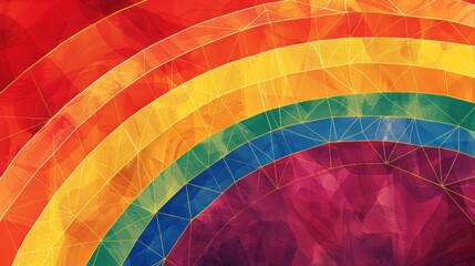 Obraz premium Abstract rainbow arc with geometric low-poly design.