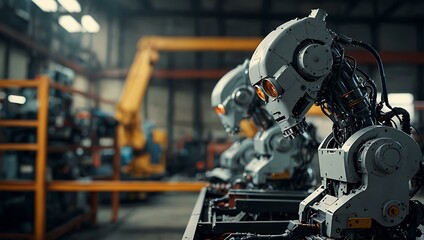 Fototapeta premium Industrial robots symbolizing modern technological progress.