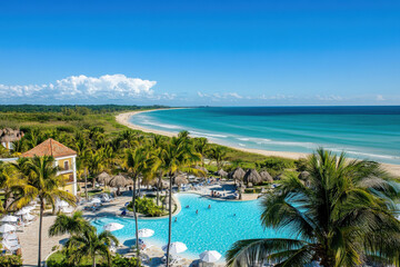 Obraz premium Luxury Beachfront Resort with Pool and Ocean View