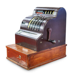 Retro cash register isolated white