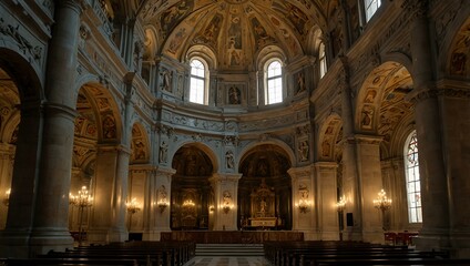 Obraz premium Interior of the 16th-century baroque San Siro Basilica.