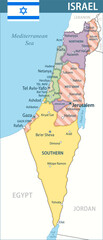 Israel Map Vector New 2024 Colorful - Customizable layered political map of Israel with administrative divisions for website, education, reports, news, politics, print, poster and wallpaper