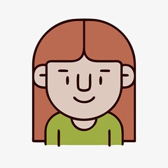 Obraz premium Cartoon character smiling with brown hair in a minimal style 