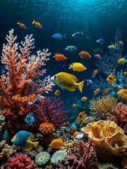 Fototapeta premium Intricate underwater scene filled with colorful sea life.