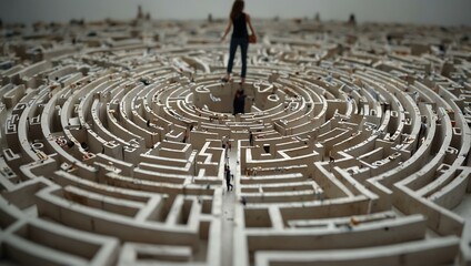 Intriguing labyrinth design on a white backdrop.