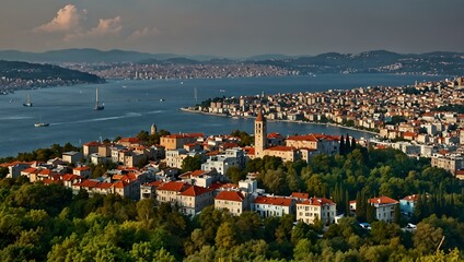 Obraz premium Istanbul view from Otagtepe, Beykoz, looking across to the European side.