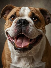 Joyful bulldog portrait, perfect for banners.