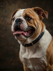 Joyful bulldog portrait, perfect for banners.