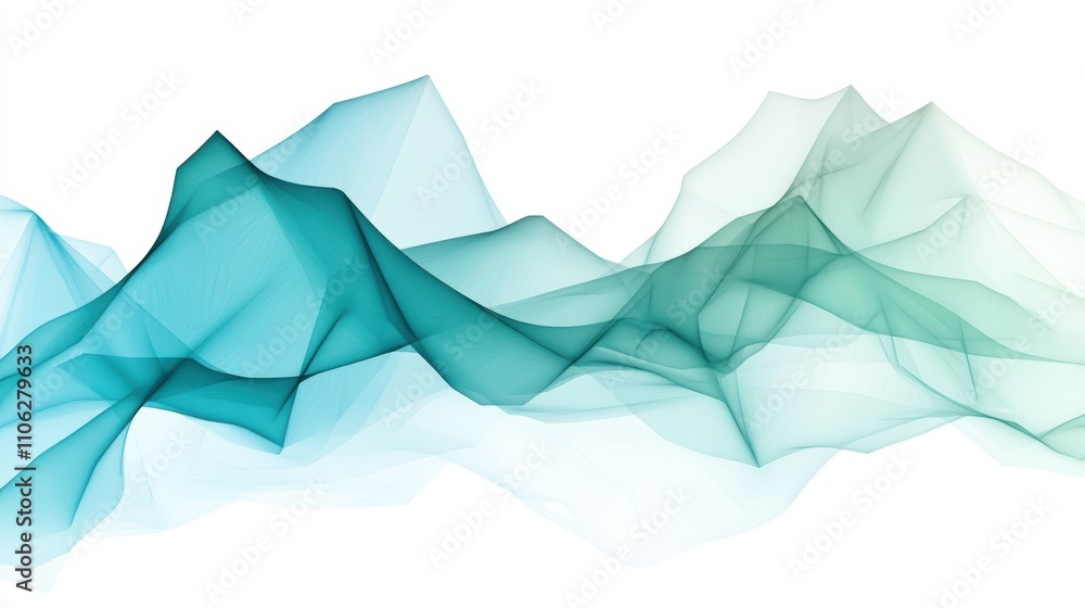 Aufkleber flowing teal and blue abstract waves create a serene and dynamic visual effect, ai
