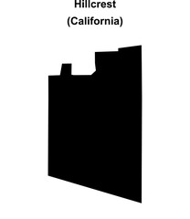 Hillcrest (California) blank outline map