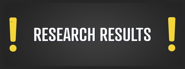 Research results. A blackboard with white text. Illustration with grunge text style.