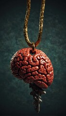 Key unlocking a brain symbolizing knowledge and creativity.