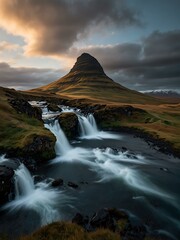 Kirkjufell waterfall in Iceland.