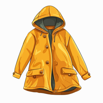 yellow raincoat with hood clip art preview