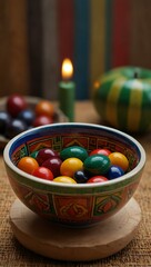 Kwanzaa ceremonial bowl, rich in vibrant colors.