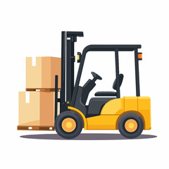 Forklift Loading Box Vector Illustration Isolated