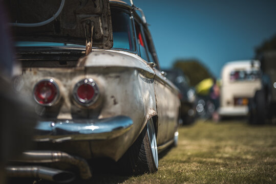 Classic American car turned rat on a vintage car show