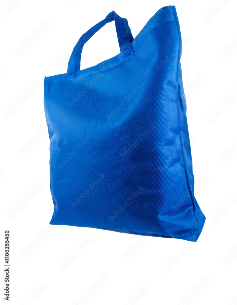 Poster empty blue shopping bag floating on a transparent background, ready for customization and design pro