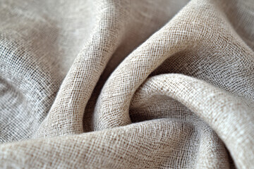 Soft Beige Linen Fabric Close-Up