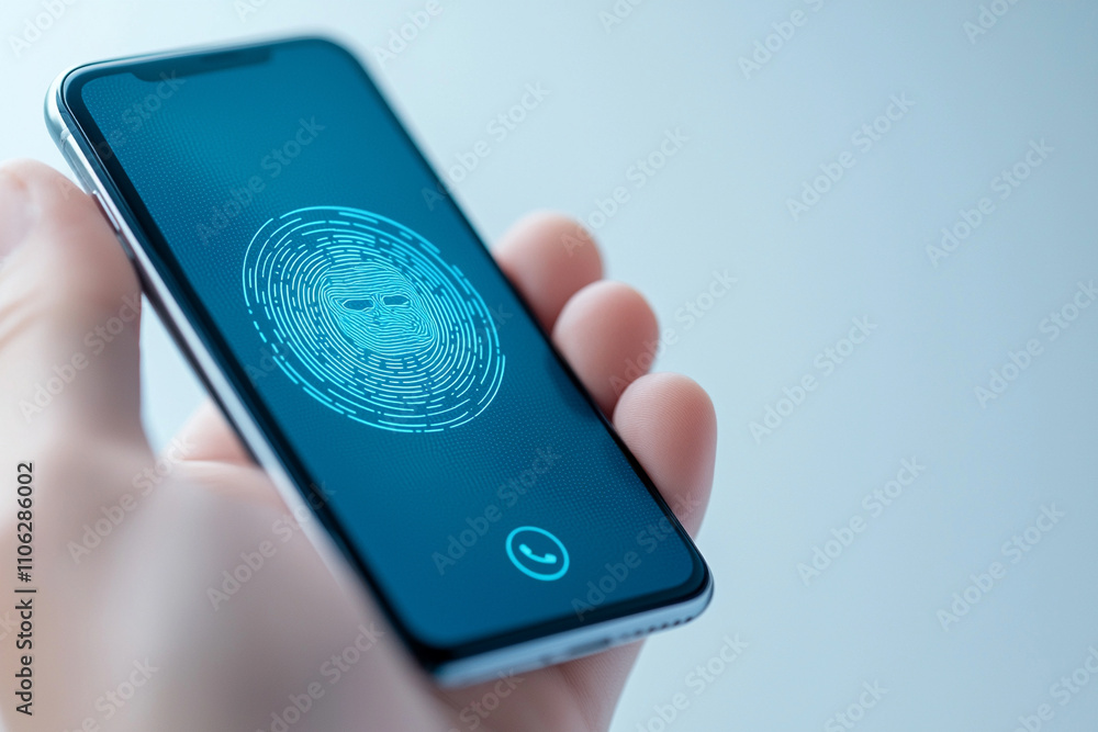 Poster ai-generated security biometric authentication digital space mobile technology modern environment cl