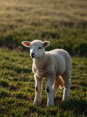 Obraz premium Lamb in a peaceful field.