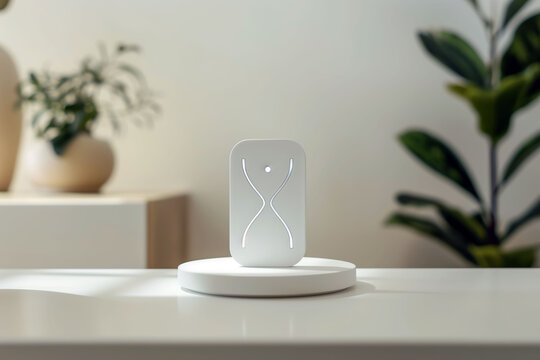 Digital hourglass icon representing loading on a neutral background with soft lighting - Powered by Adobe