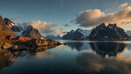 Landscape in Hamnoy Village, Lofoten Islands, Norway.