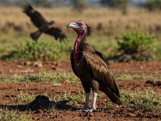 Lappet-faced vultures.