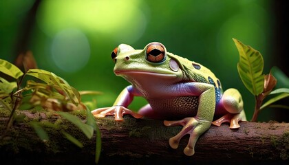  Agile tree frog blending into leaves and branches. 