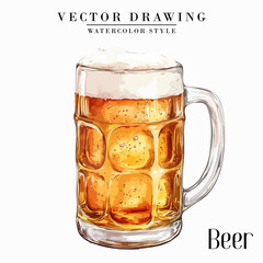 Beer in Beer Mug Vintage Watercolor style Stock vector
