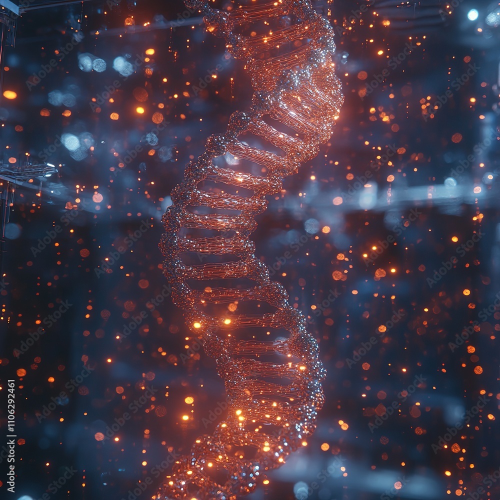 Poster exploring dna helix structure laboratory scientific visualization digital environment macro view gen