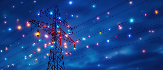 Cute holiday lights pylon with copy space