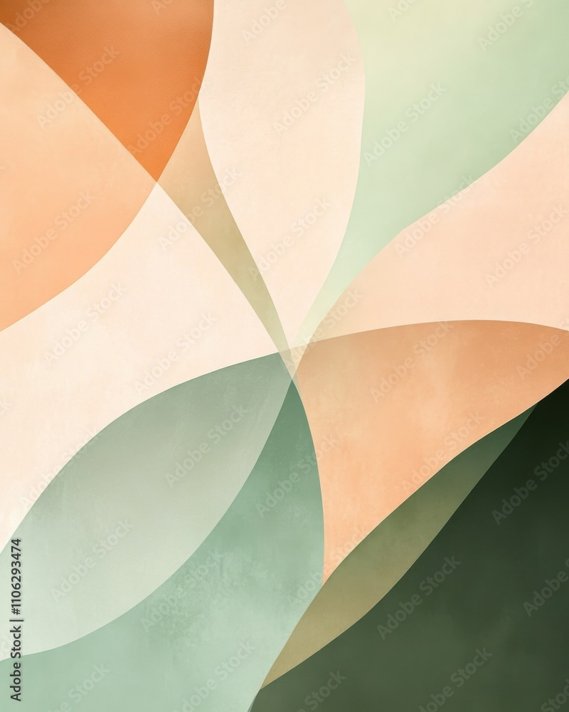Poster abstract design featuring soft pastel colors and flowing shapes, creating a serene and modern aesthe